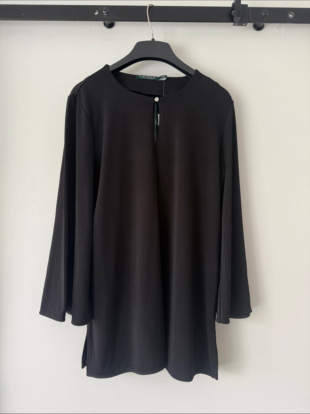 Lauren Ralph Lauren Black Long-Sleeve Keyhole Tunic